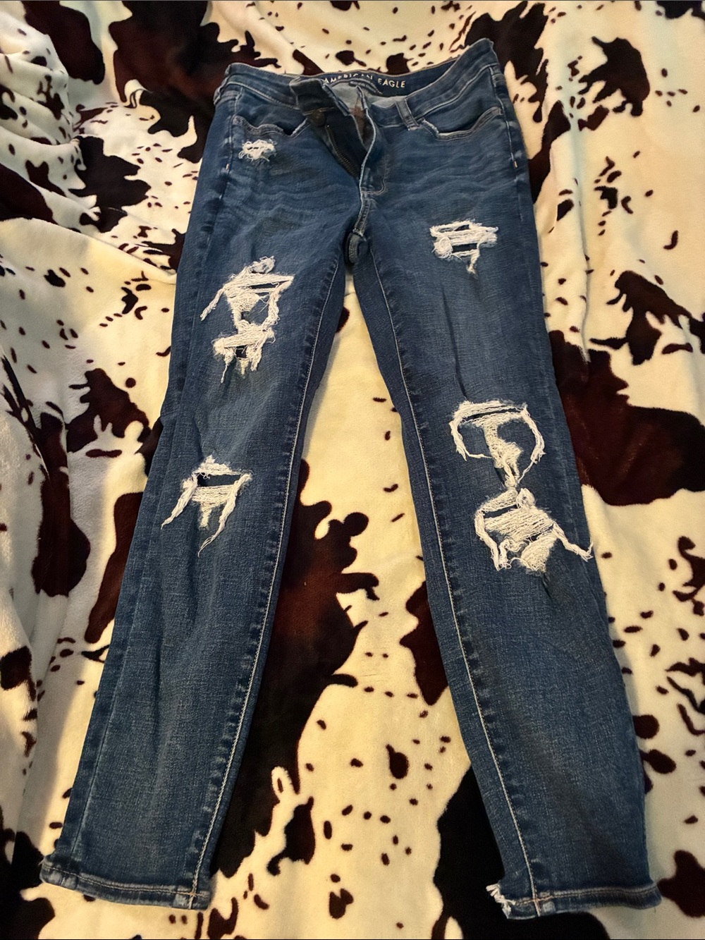 American Eagle Outfitters Ripped Skinny Jeans - Blue